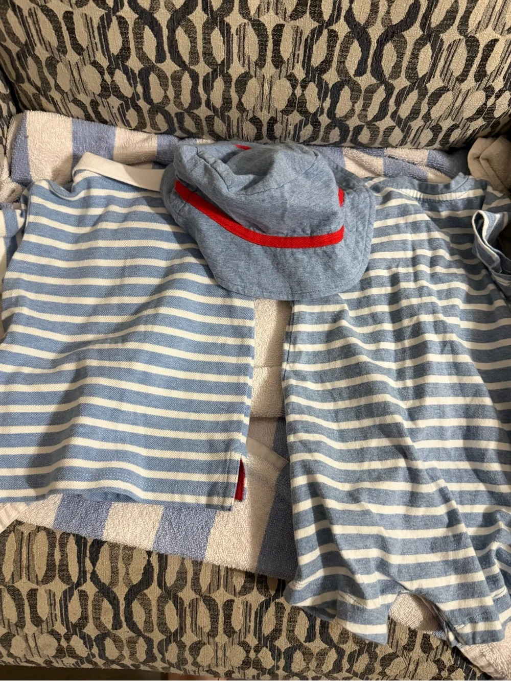 Little Me Size 12 Months Baseball Blue Baby Polo & Romper Set with Hat